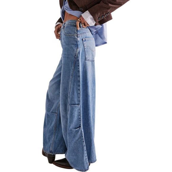 Free People Westward Demi Barrel Leg Jeans Size 25 - Picture 3 of 11